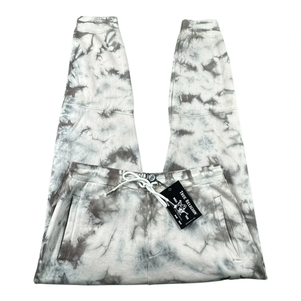 True Religion Gilden Beige White Tie Dye Mens Jogger Pants Size M 104991 NWT